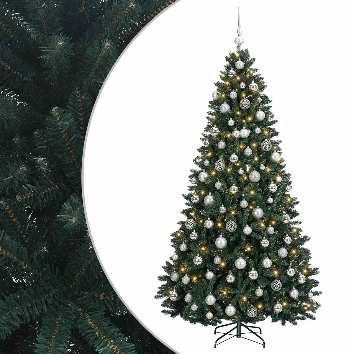 vidaXL Artificial Christmas Tree Dark Green with Bauble 210 cm 2