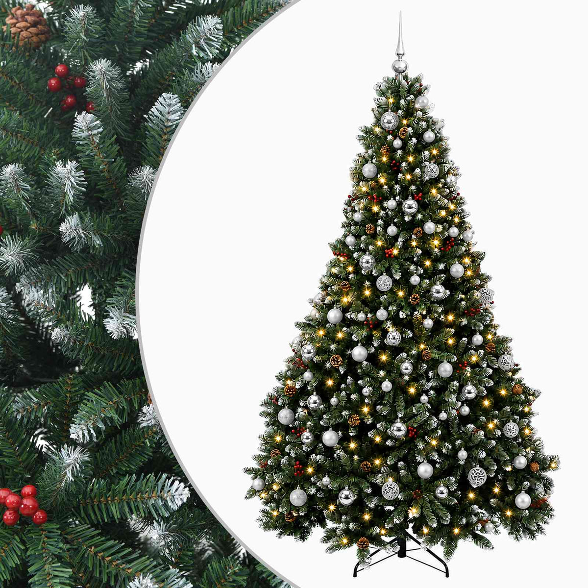 vidaXL Artificial Christmas Tree Green with Bauble 210 cm 300 LEDs 2