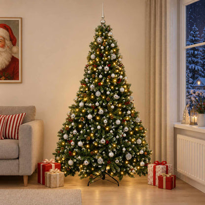 vidaXL Artificial Christmas Tree Green with Bauble 210 cm 300 LEDs 3