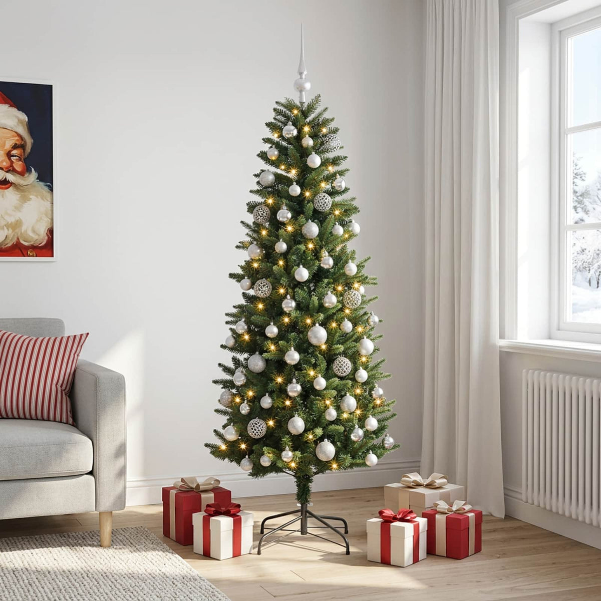 vidaXL Artificial Christmas Tree with Bauble 180 cm 300 LEDs 3