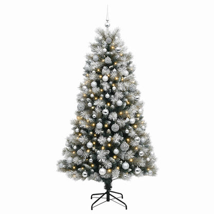 vidaXL Artificial Hinged Christmas Tree with Baubles 180 cm 300 LEDs 4