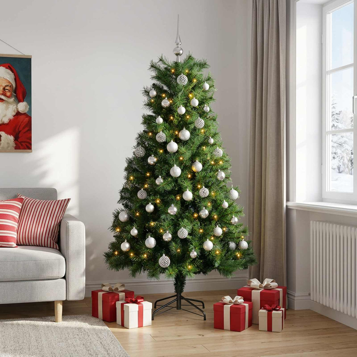 Artificial Hinged Christmas Tree Baubles LEDs