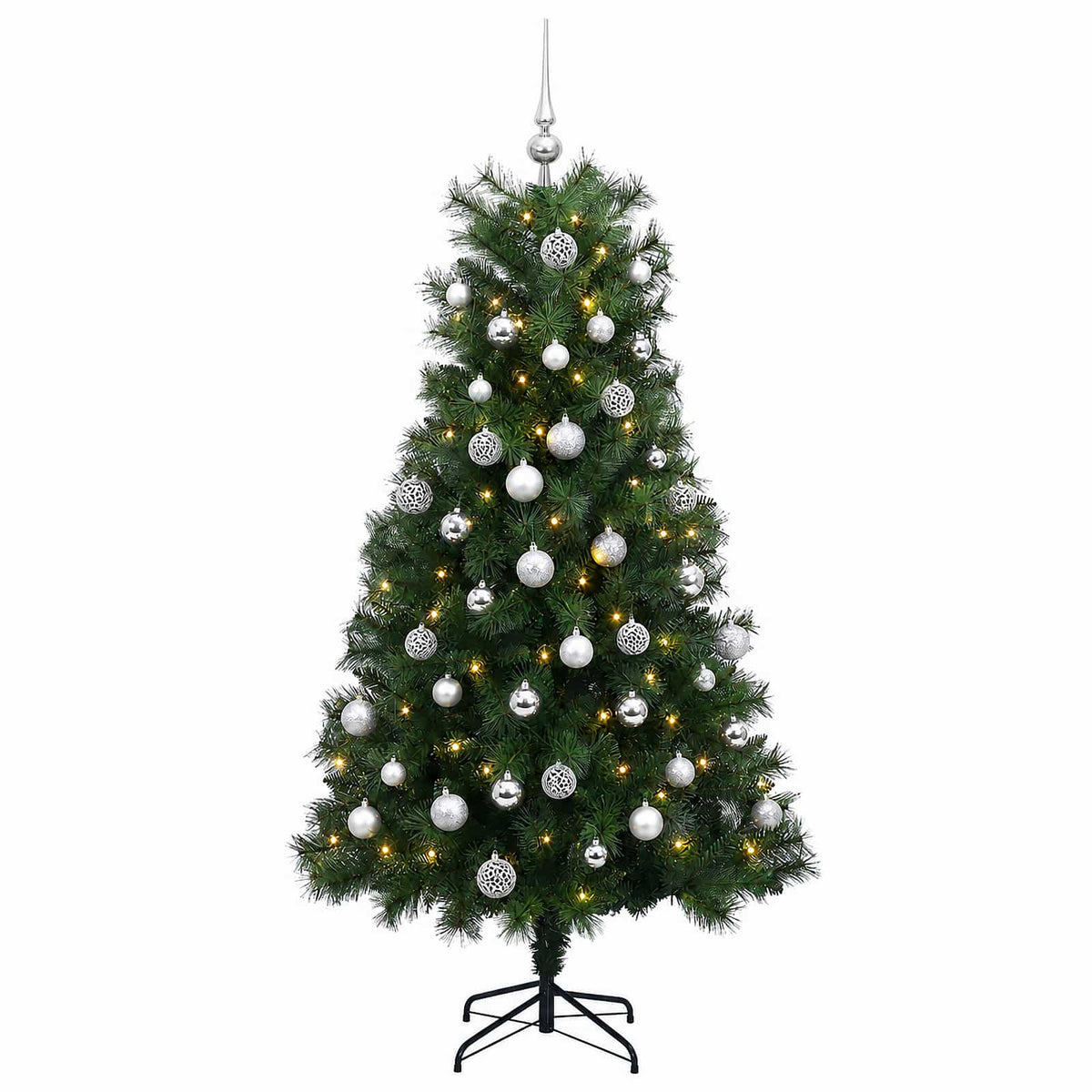 vidaXL Artificial Hinged Christmas Tree with Baubles 180 cm 300 LEDs 4