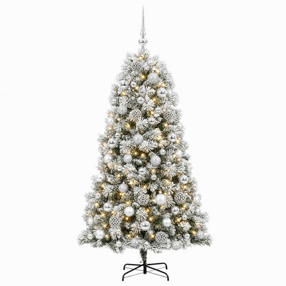 vidaXL Artificial Hinged Christmas Tree with Baubles 210 cm 300 LEDs 4