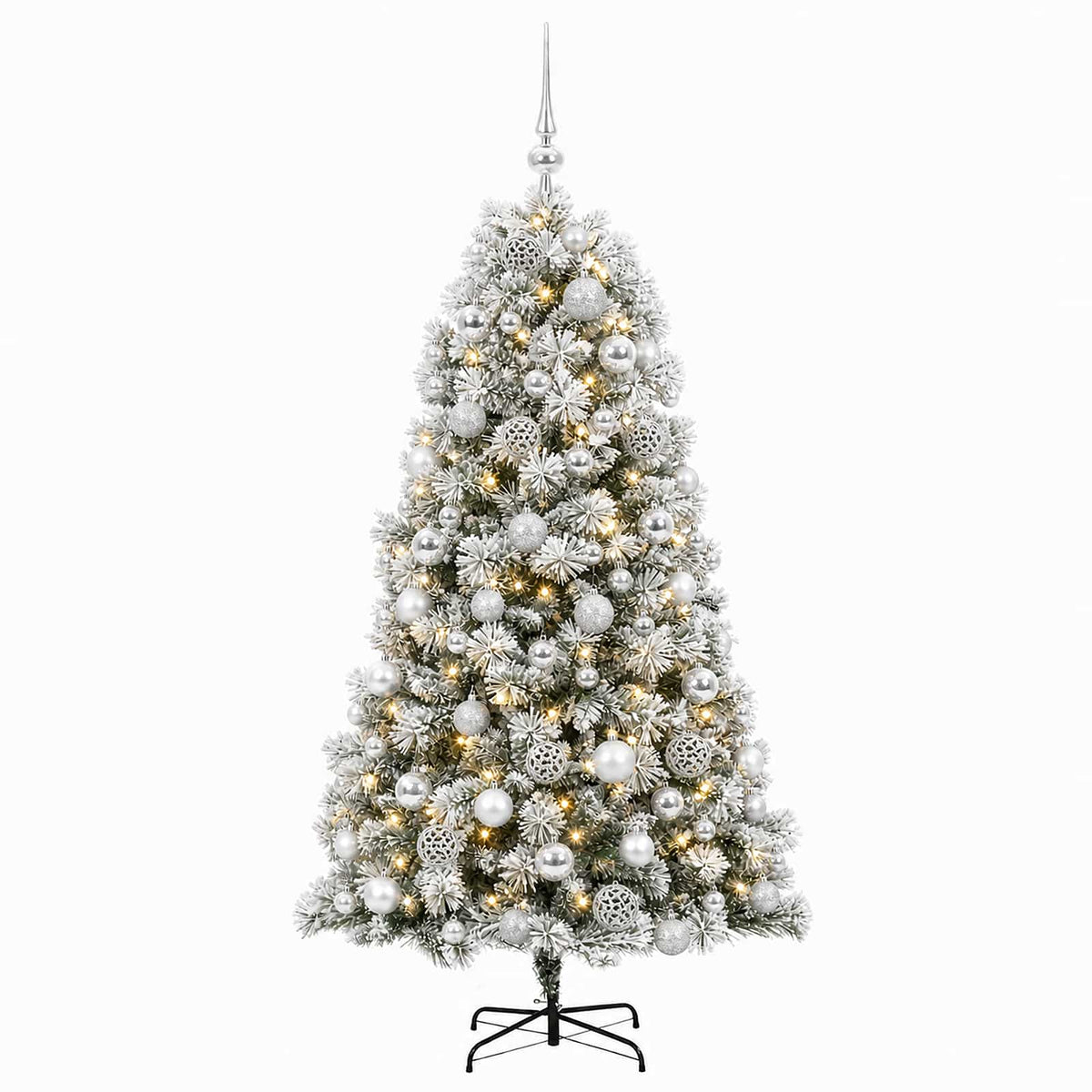 vidaXL Artificial Hinged Christmas Tree with Baubles 240 cm 300 LEDs 4