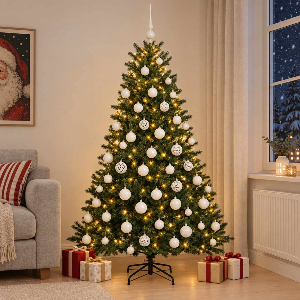 vidaXL Artificial Christmas Tree with Bauble 240 cm 300 LEDs 1