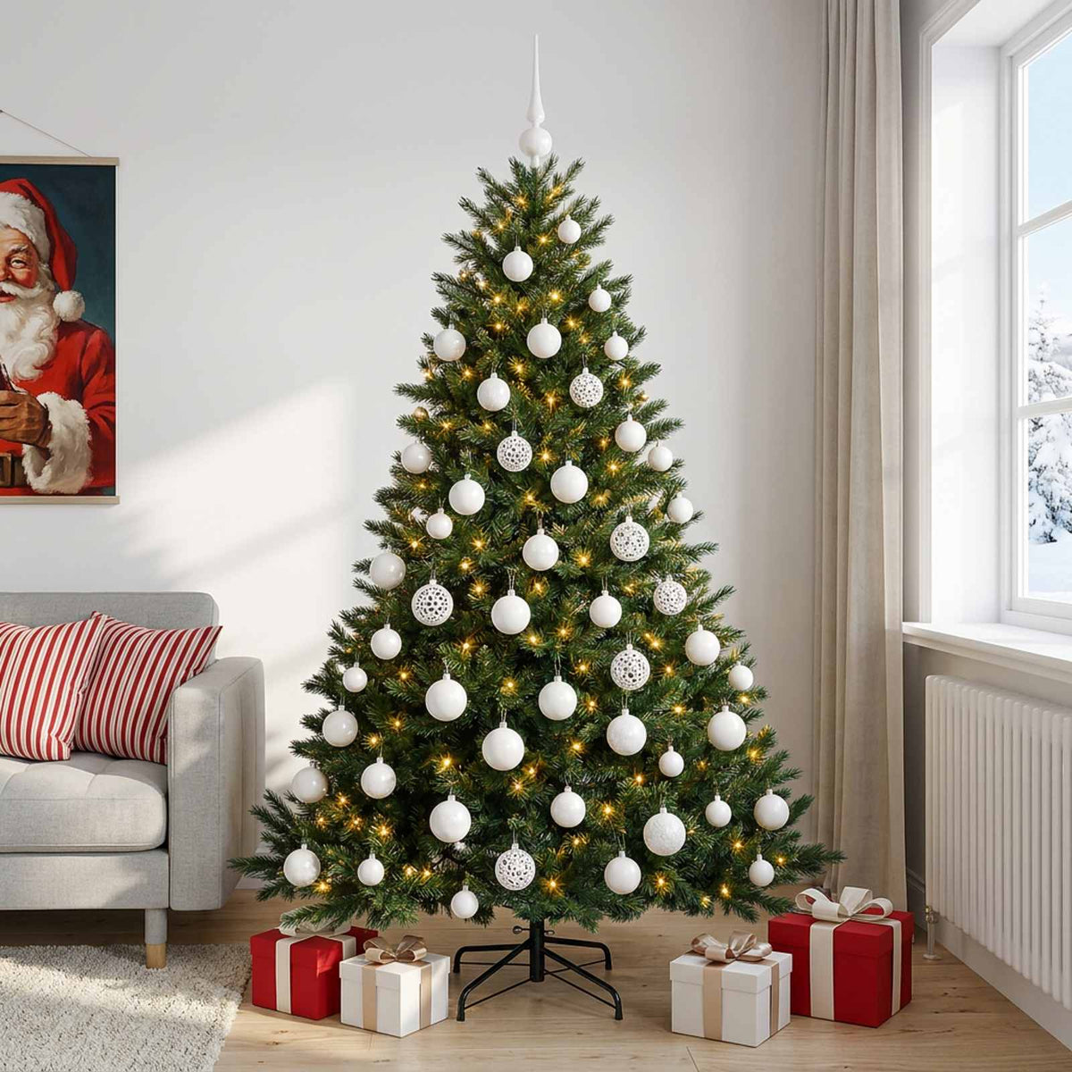 vidaXL Artificial Christmas Tree with Bauble 240 cm 300 LEDs 3