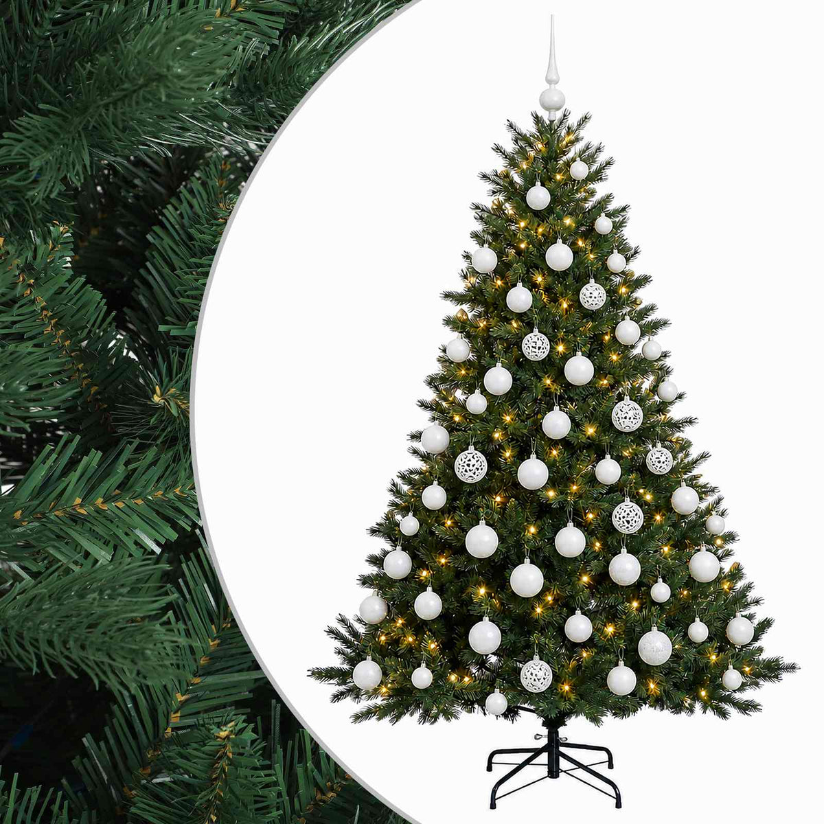vidaXL Artificial Christmas Tree with Bauble 240 cm 300 LEDs 2