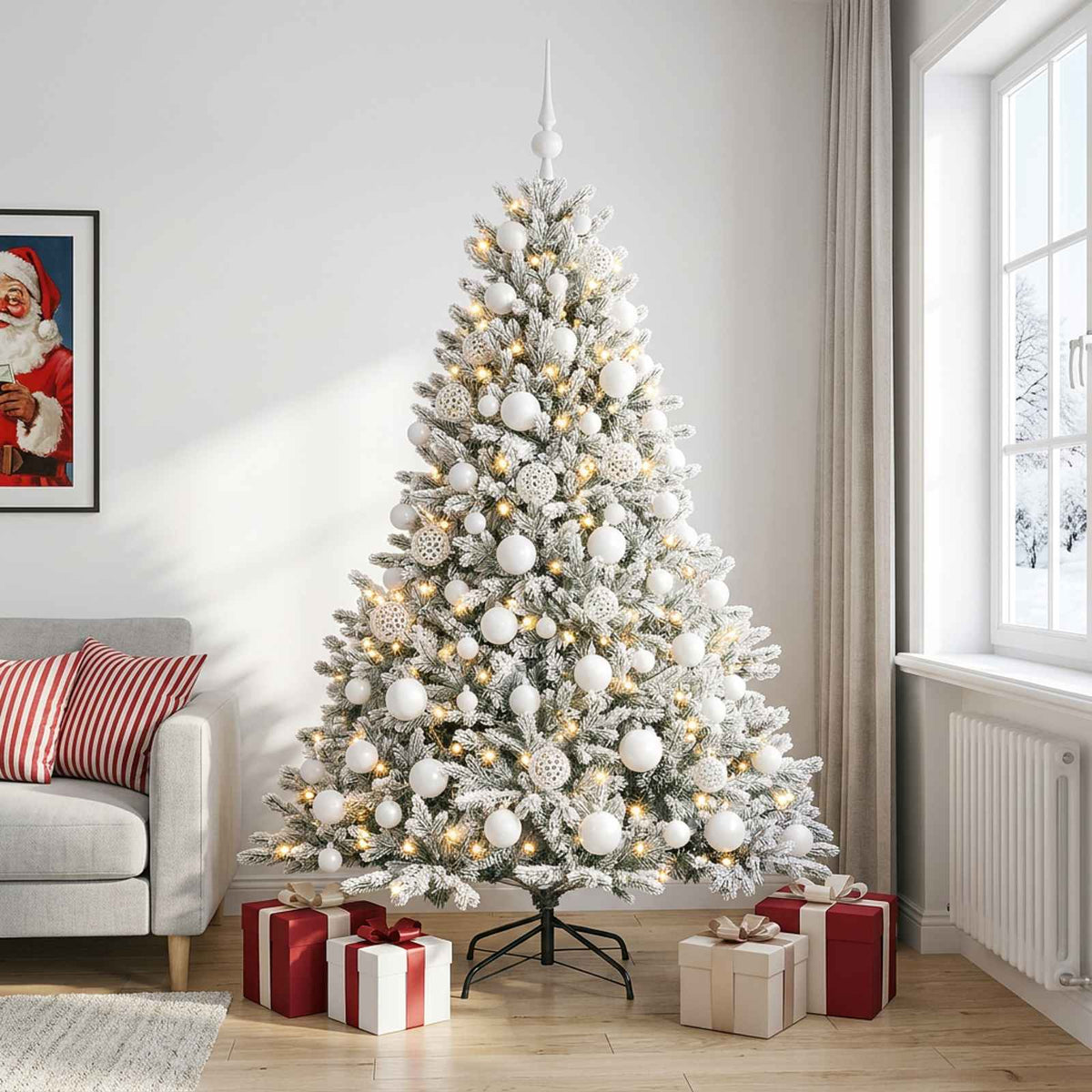 vidaXL Artificial Christmas Tree with Bauble 210 cm 300 LEDs 1