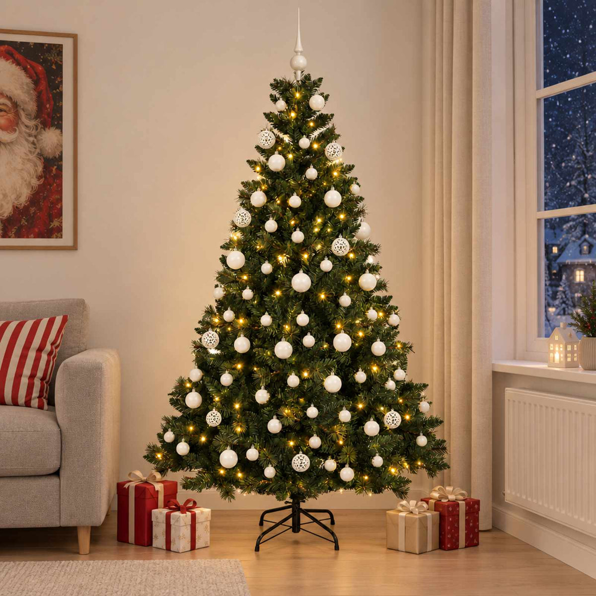vidaXL Artificial Christmas Tree with Bauble 240 cm 300 LEDs 3