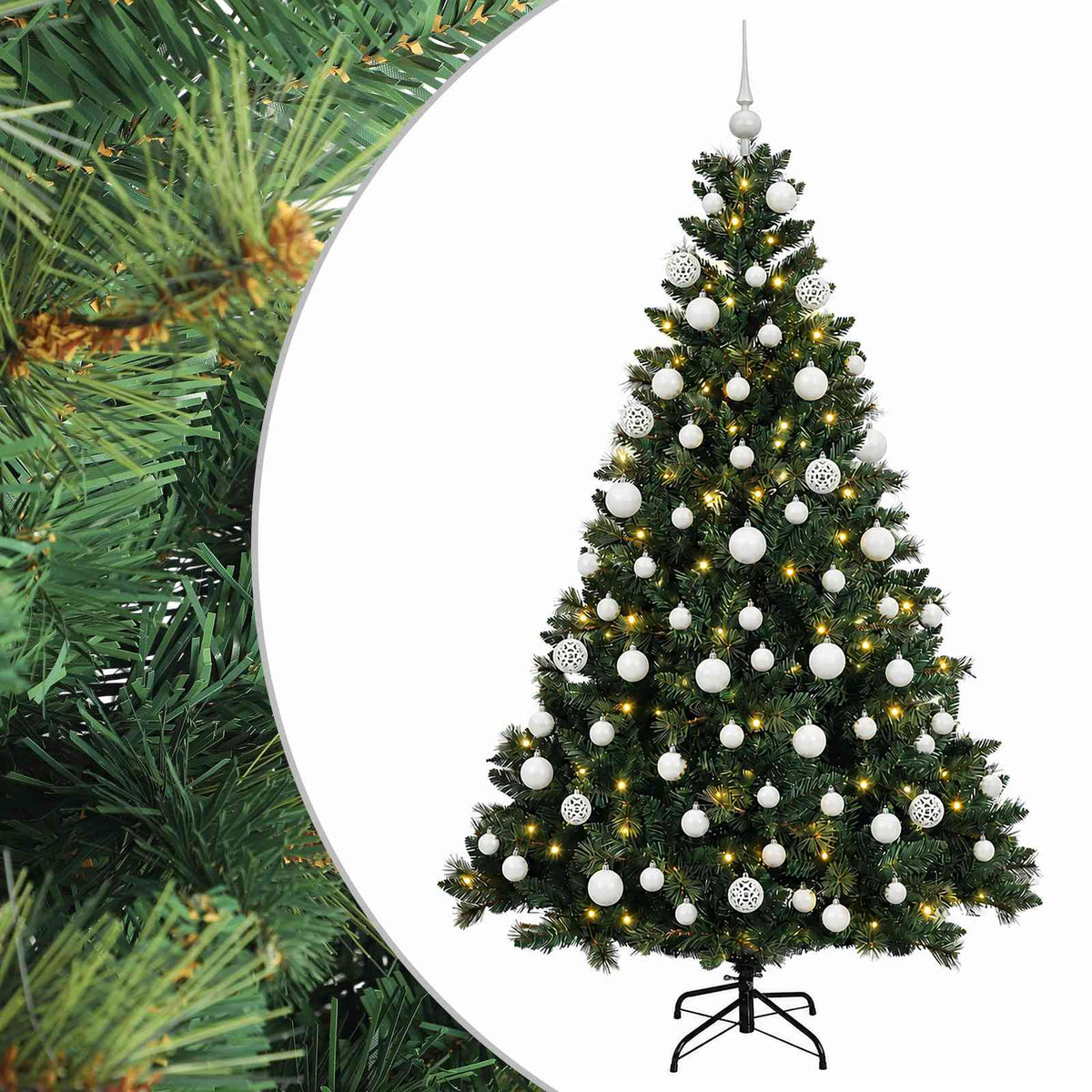 vidaXL Artificial Christmas Tree with Bauble 240 cm 300 LEDs 2