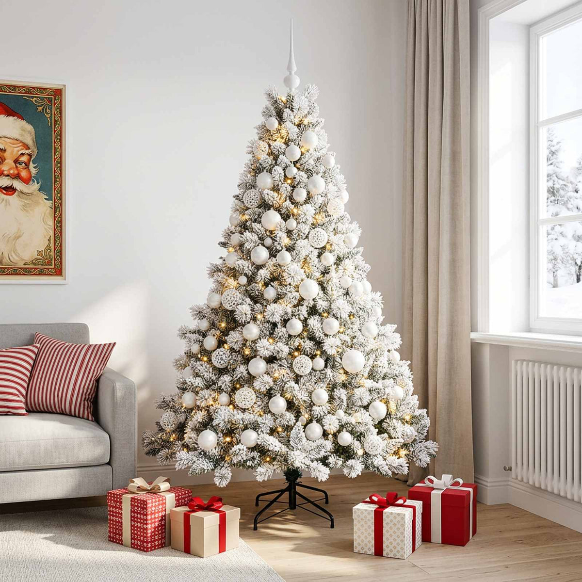 vidaXL Artificial Christmas Tree with Bauble 240 cm 300 LEDs 1