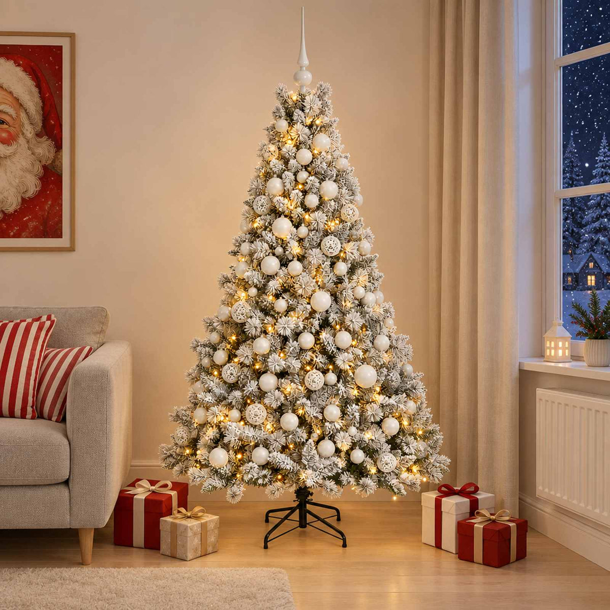 vidaXL Artificial Christmas Tree with Bauble 240 cm 300 LEDs 3