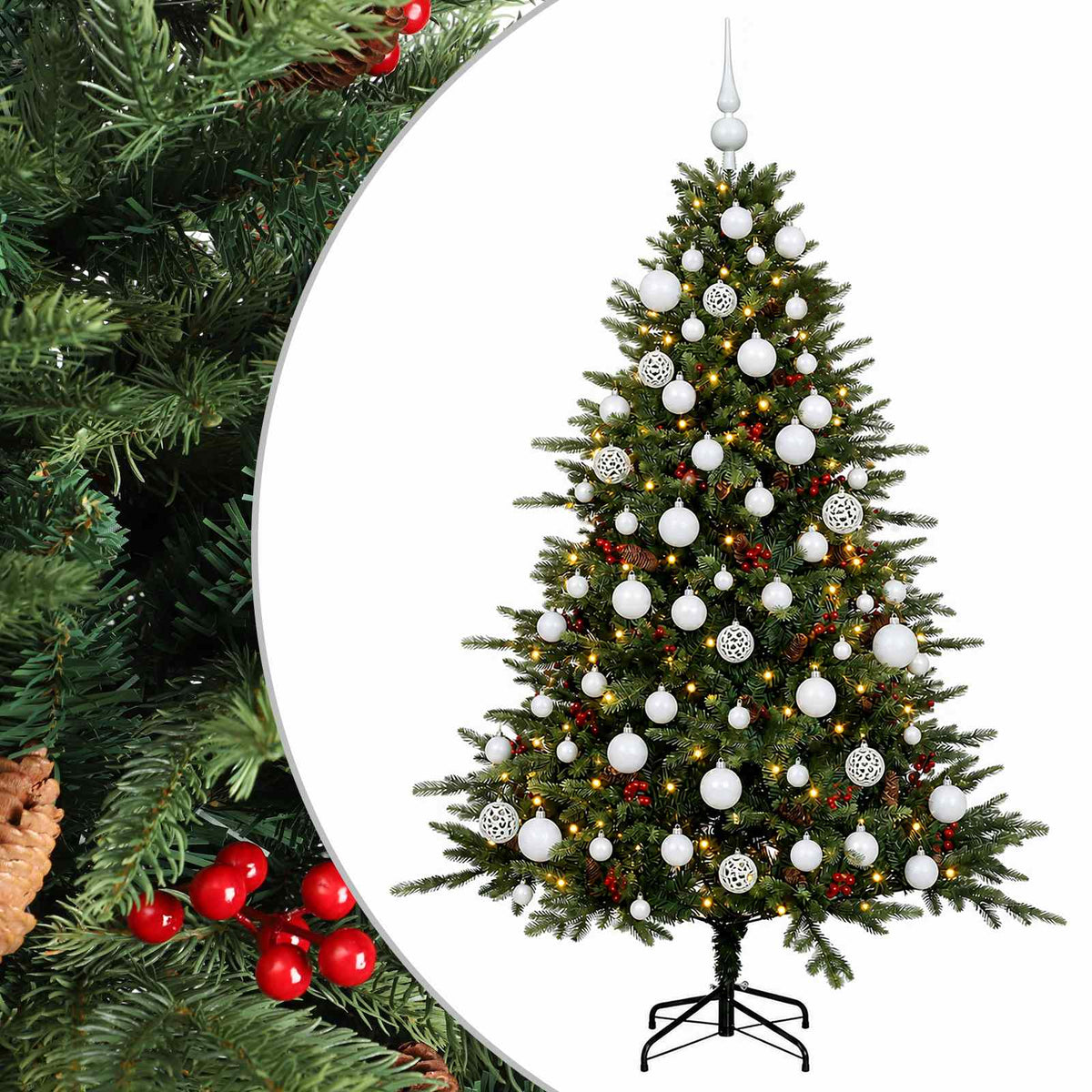 vidaXL Artificial Christmas Tree with Bauble 210 cm 300 LEDs 2
