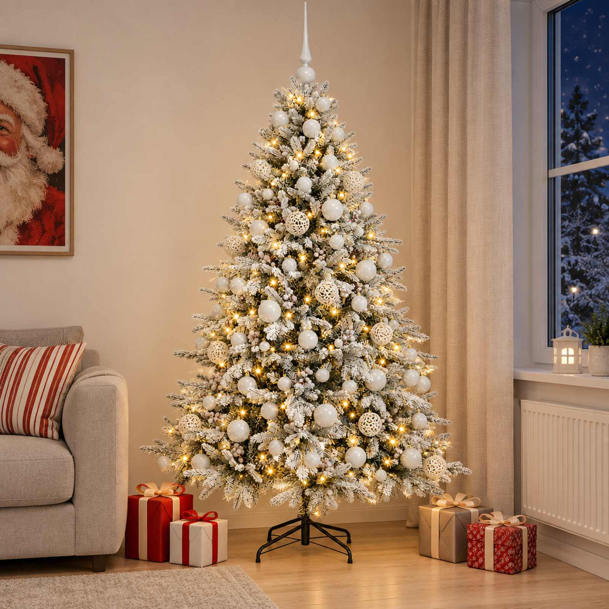 vidaXL Artificial Christmas Tree with Bauble 210 cm 300 LEDs 3