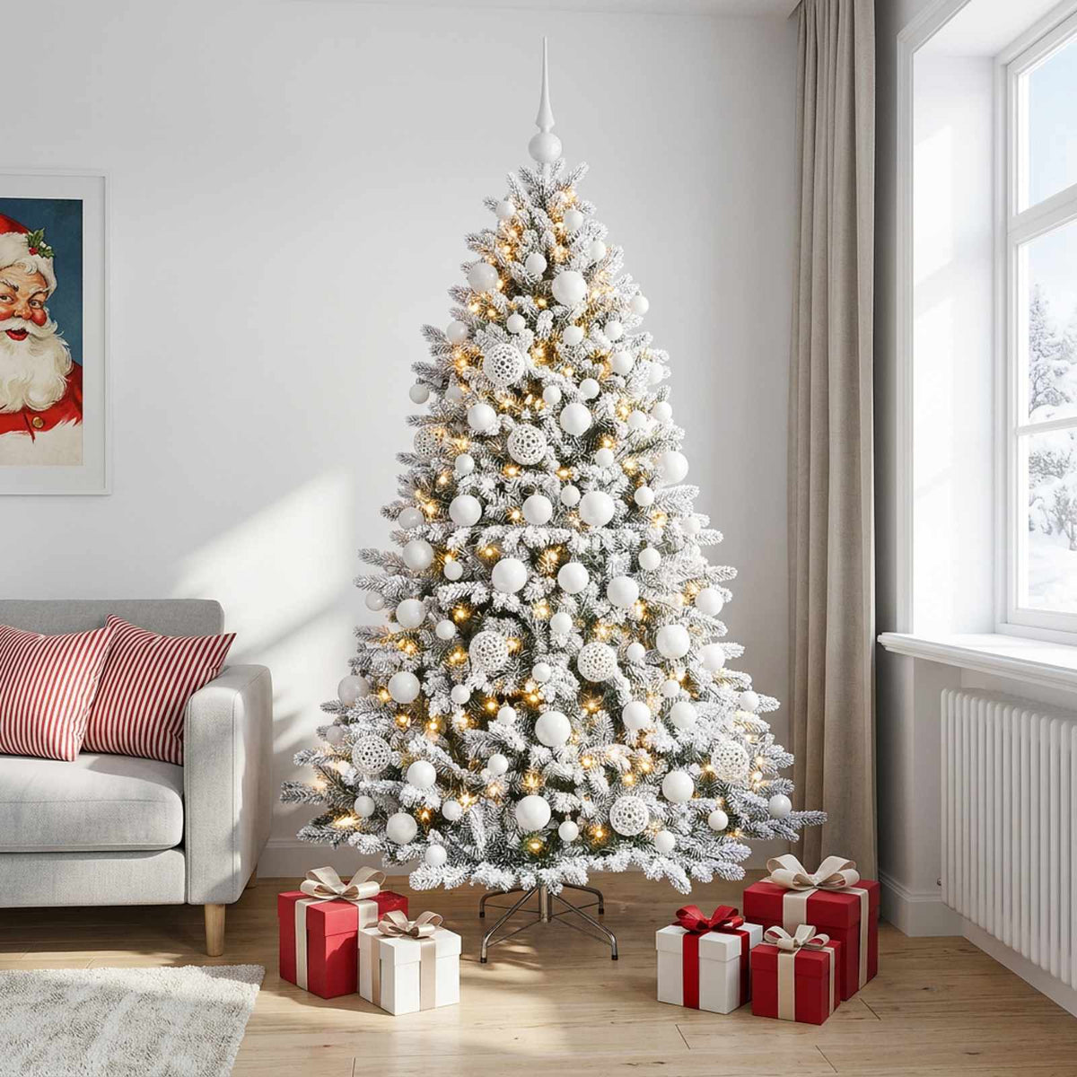 vidaXL Artificial Christmas Tree with Bauble 210 cm 300 LEDs 1