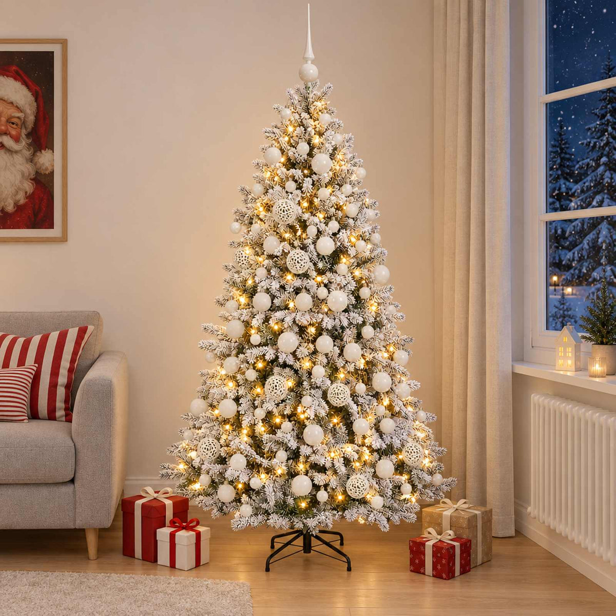 vidaXL Artificial Christmas Tree with Bauble 210 cm 300 LEDs 3