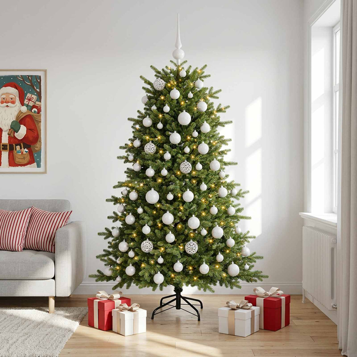 vidaXL Artificial Christmas Tree with Bauble 210 cm 300 LEDs 3
