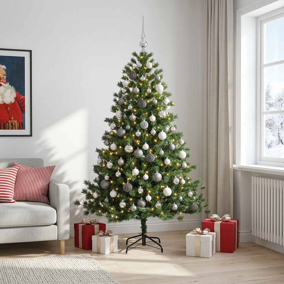 vidaXL Artificial Christmas Tree with Bauble 240 cm 300 LEDs 3