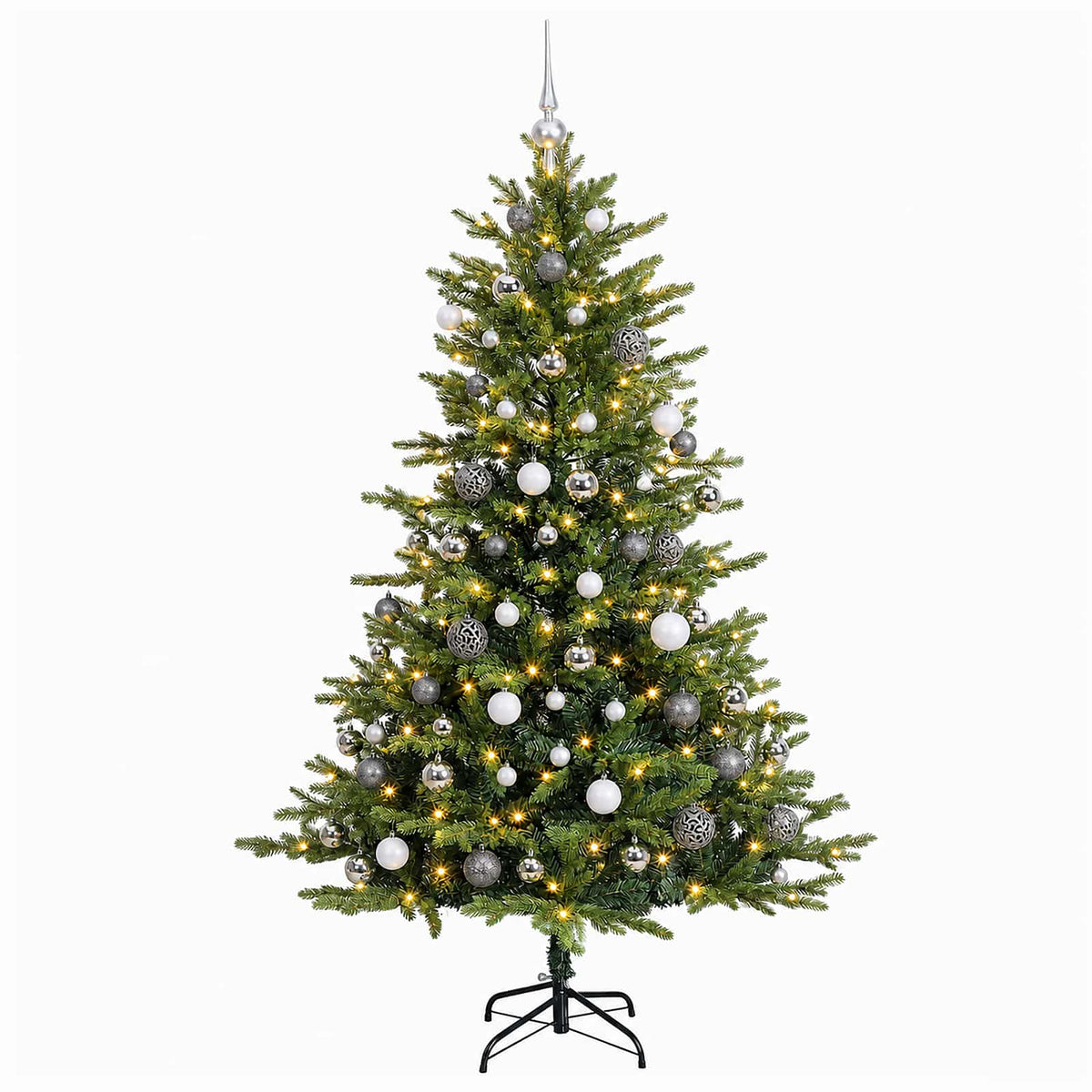 vidaXL Artificial Christmas Tree with Bauble 210 cm 300 LEDs 4