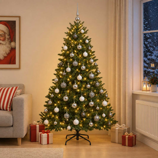 vidaXL Artificial Christmas Tree with Bauble 180 cm 300 LEDs 1