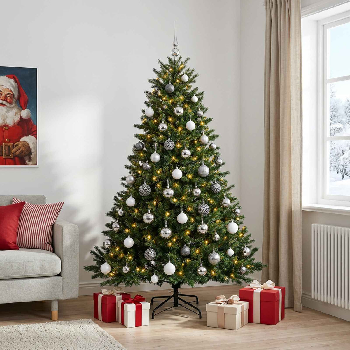 vidaXL Artificial Christmas Tree with Bauble 180 cm 300 LEDs 3