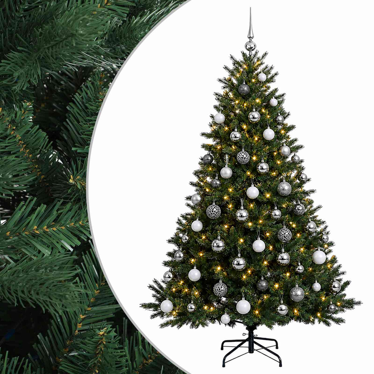 vidaXL Artificial Christmas Tree with Bauble 180 cm 300 LEDs 2