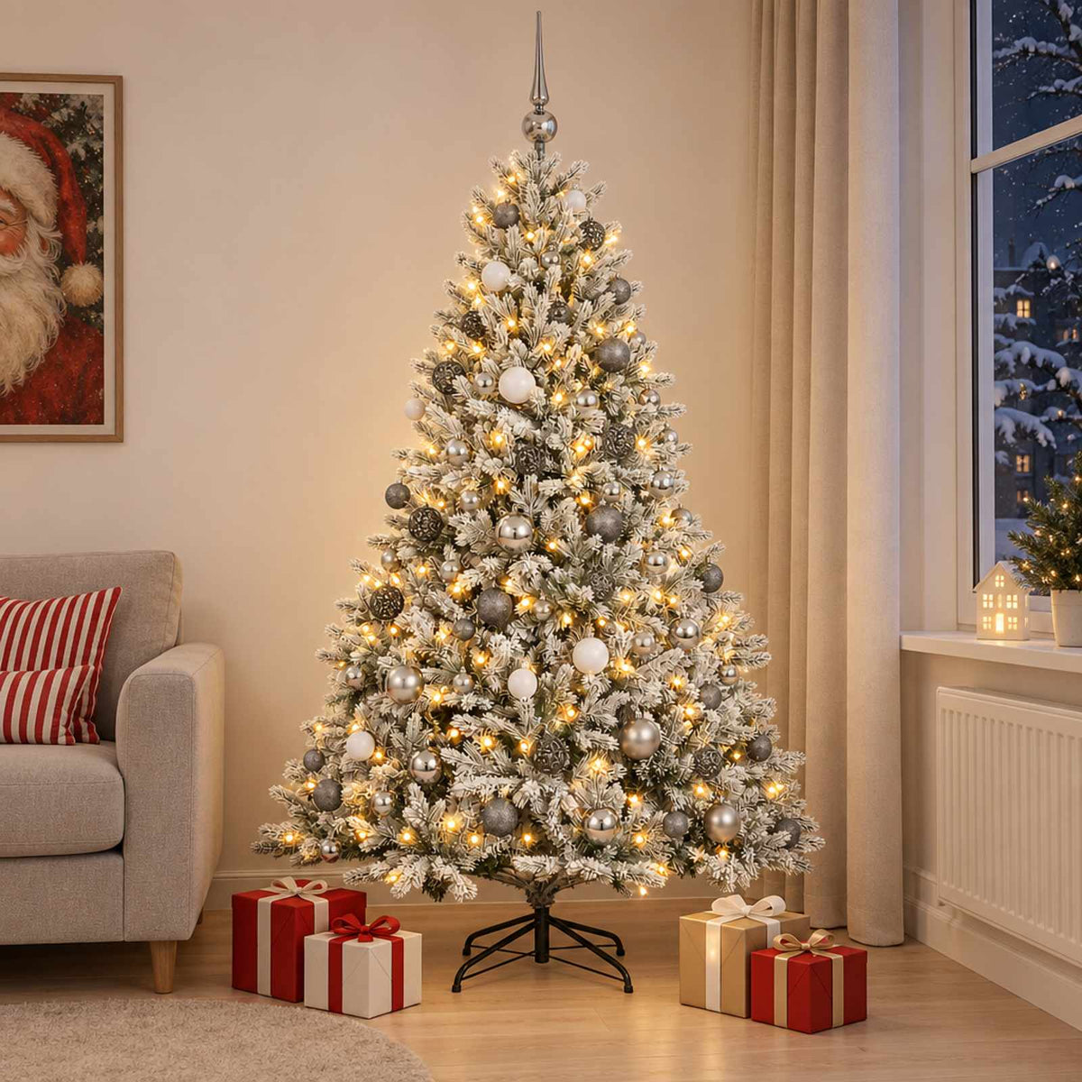 vidaXL Artificial Christmas Tree with Bauble 180 cm 300 LEDs 1