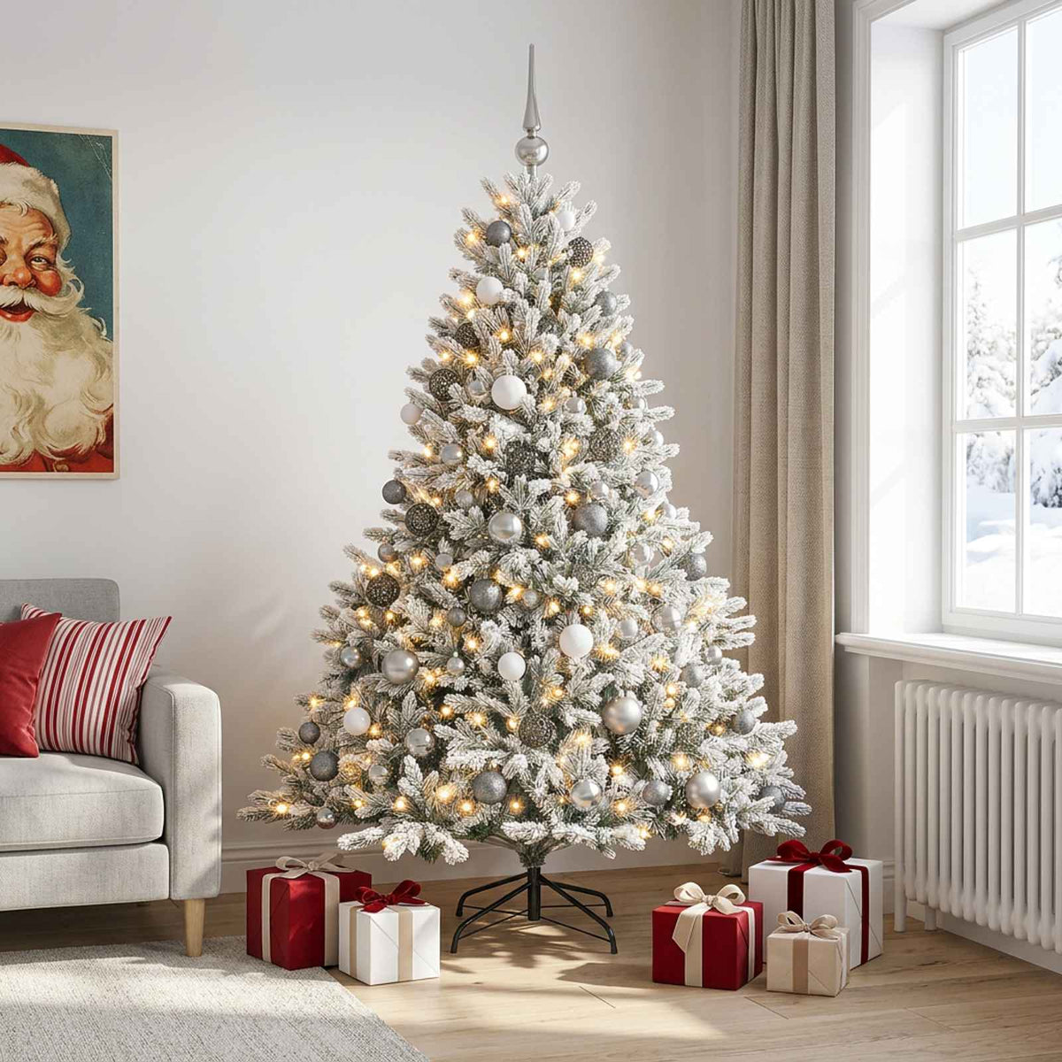 vidaXL Artificial Christmas Tree with Bauble 210 cm 300 LEDs 3