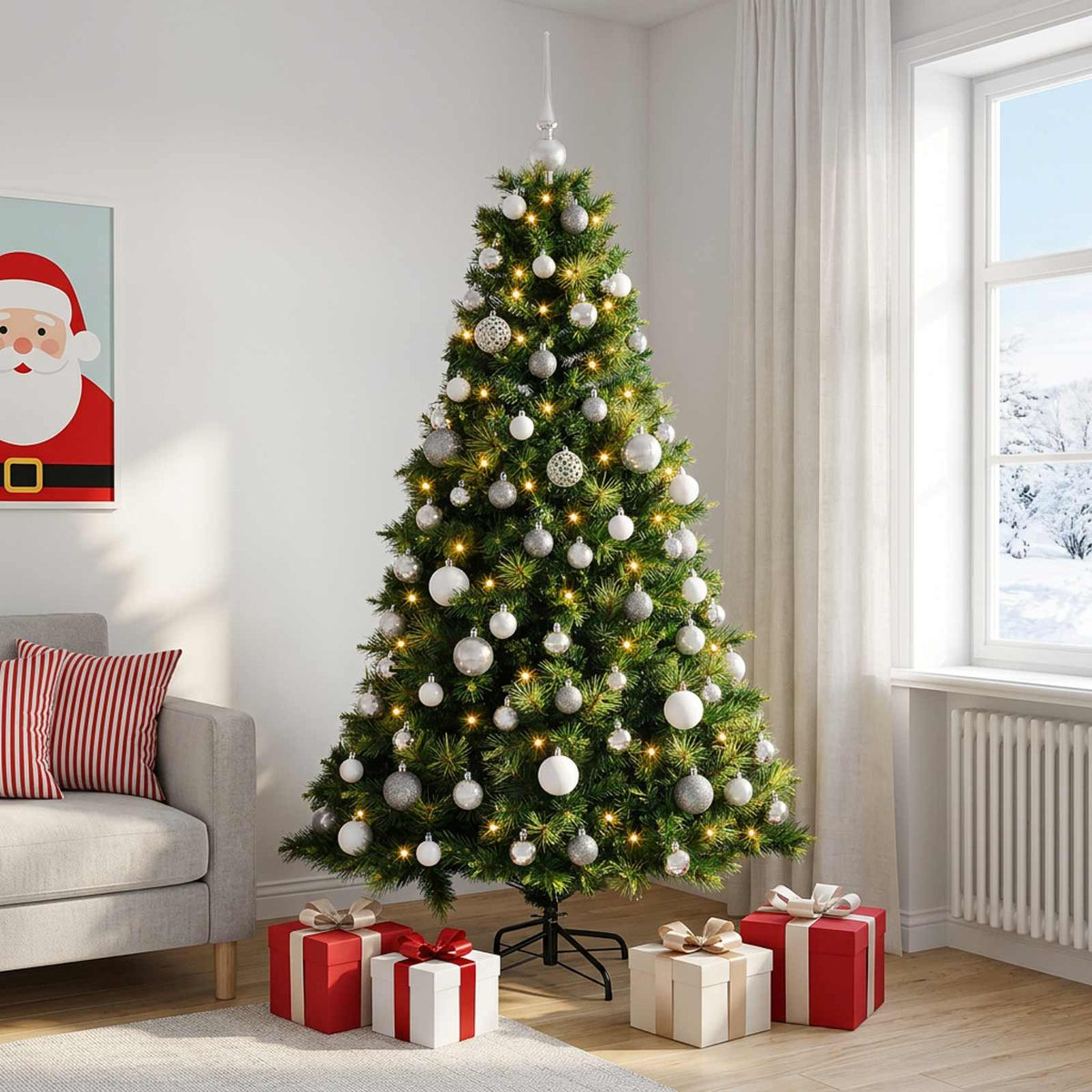 vidaXL Artificial Christmas Tree with Bauble 180 cm 300 LEDs 3