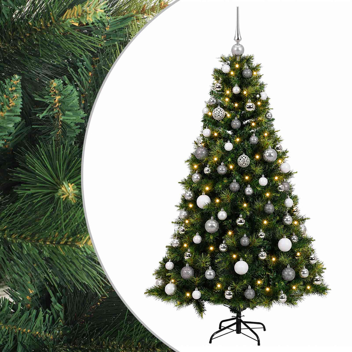 vidaXL Artificial Christmas Tree with Bauble 240 cm 300 LEDs 2