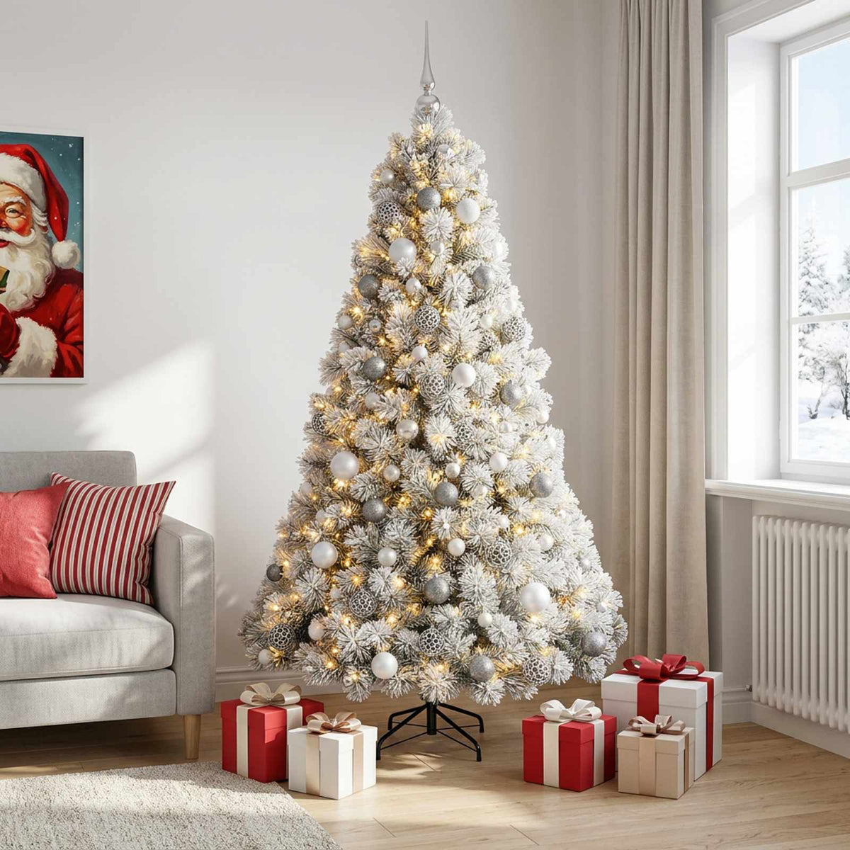 vidaXL Artificial Christmas Tree with Bauble 180 cm 300 LEDs 3