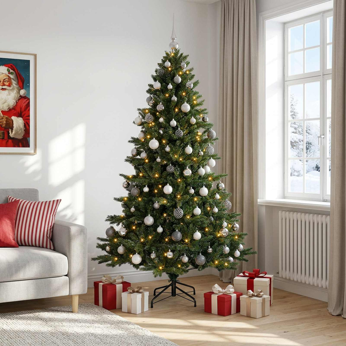 vidaXL Artificial Christmas Tree with Bauble 180 cm 300 LEDs 3