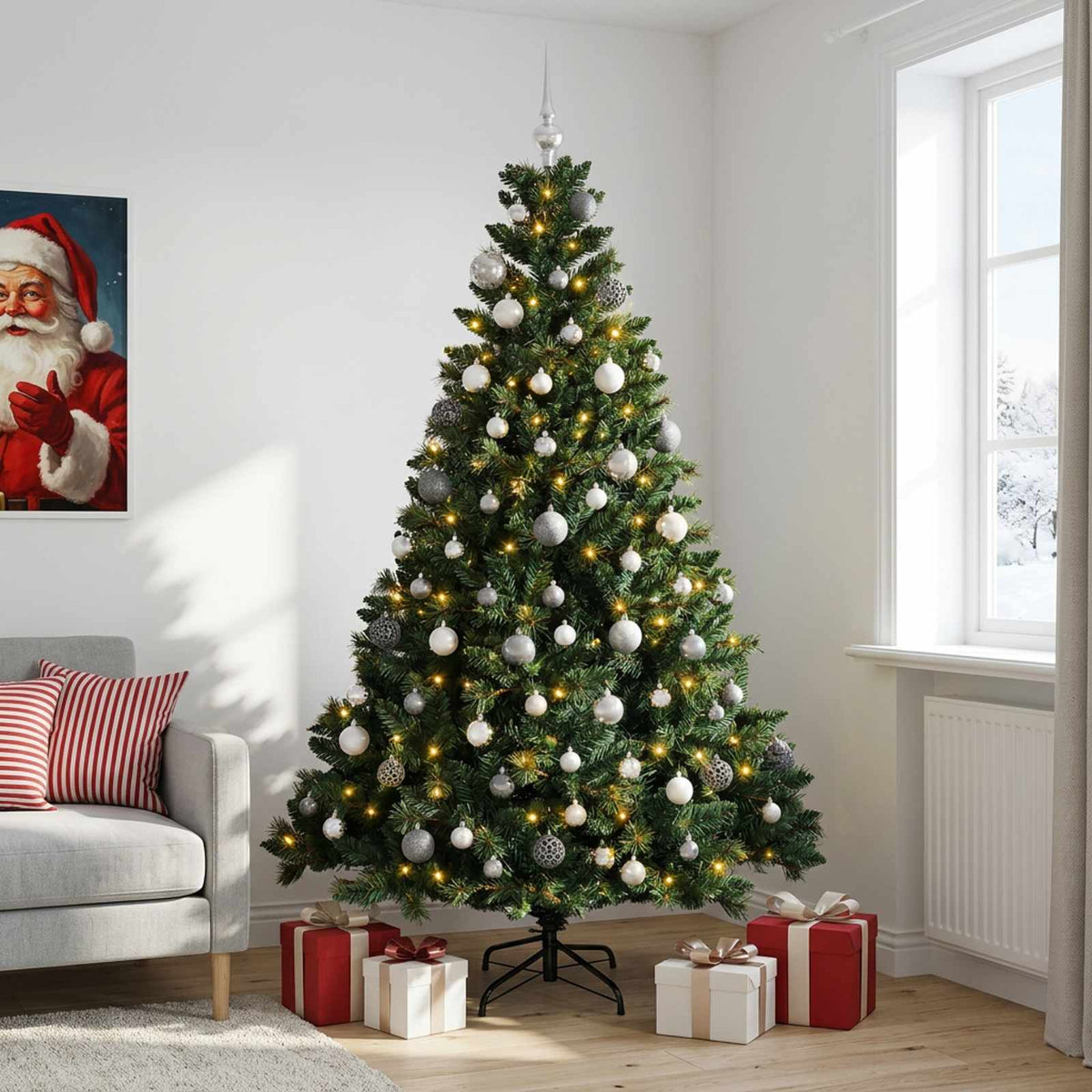 vidaXL Artificial Christmas Tree with Bauble 180 cm 300 LEDs 3