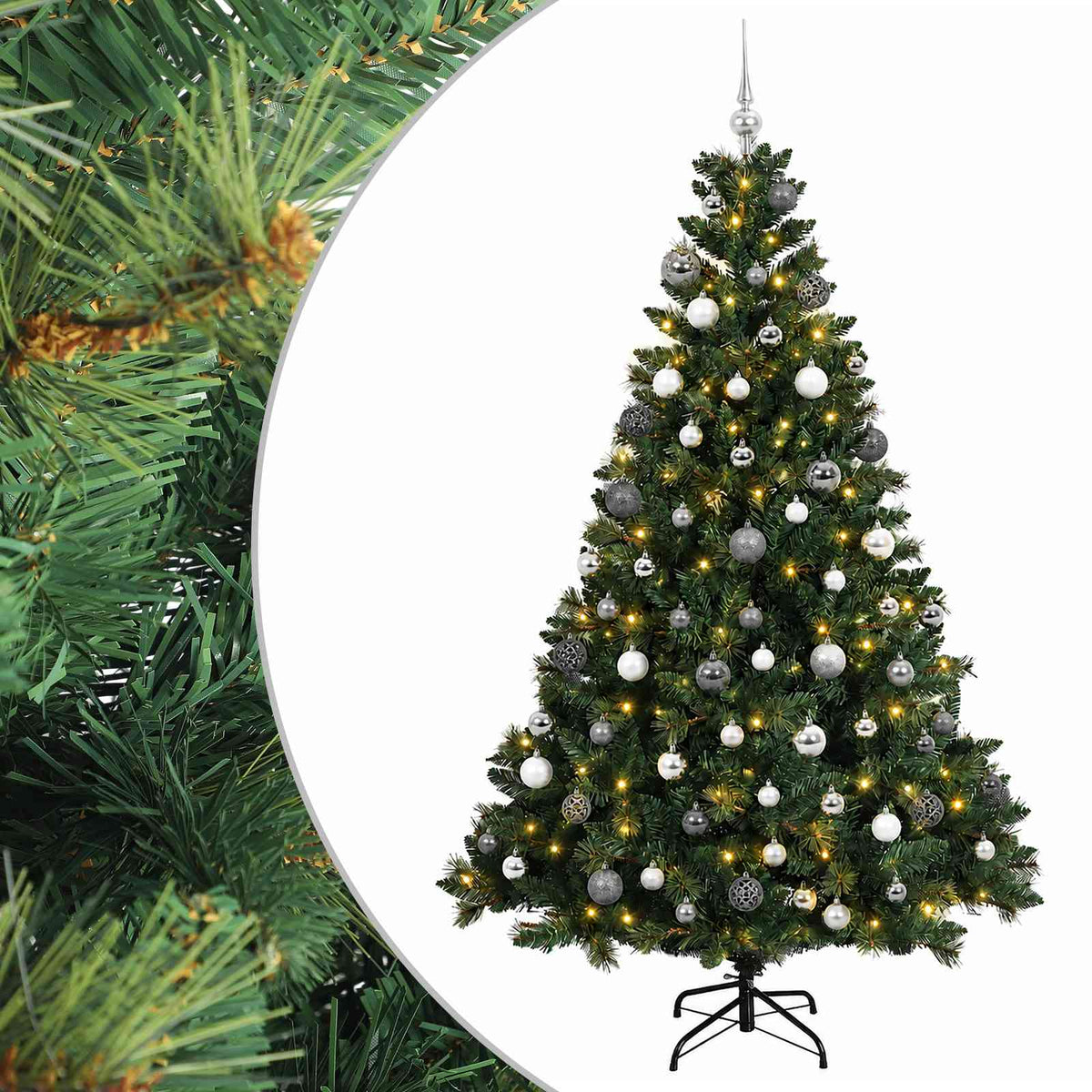 vidaXL Artificial Christmas Tree with Bauble 180 cm 300 LEDs 2