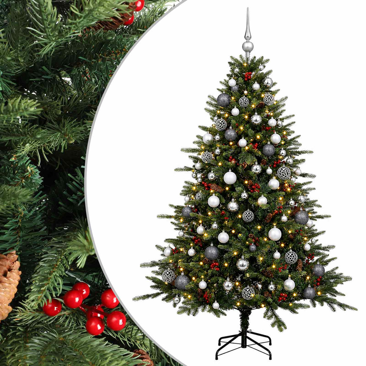 vidaXL Artificial Christmas Tree with Bauble 180 cm 300 LEDs 2