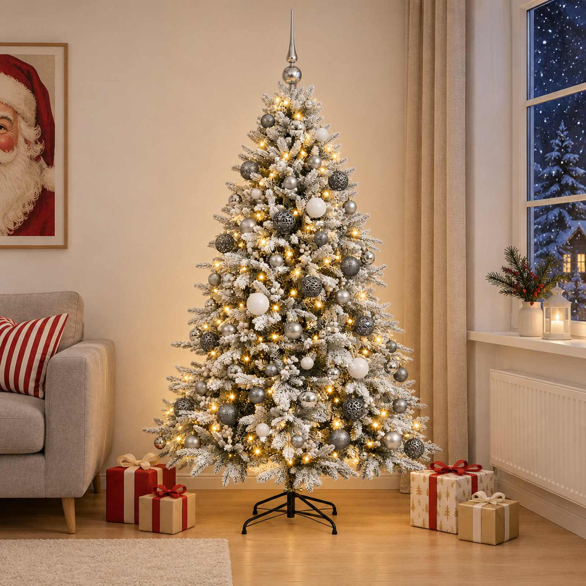 vidaXL Artificial Christmas Tree with Bauble 180 cm 300 LEDs 1