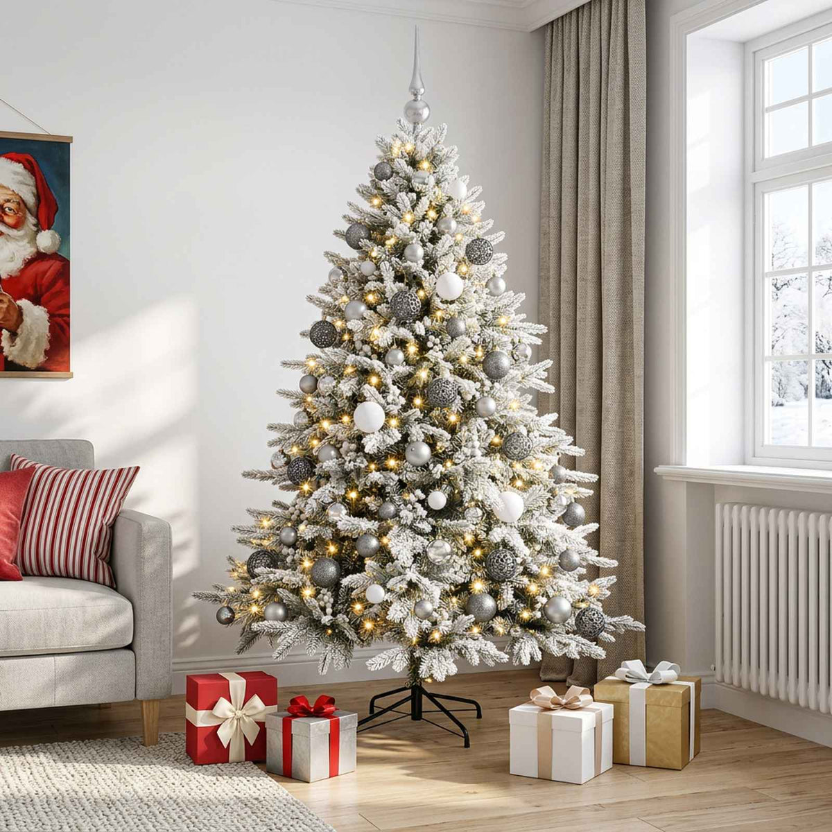 vidaXL Artificial Christmas Tree with Bauble 180 cm 300 LEDs 3