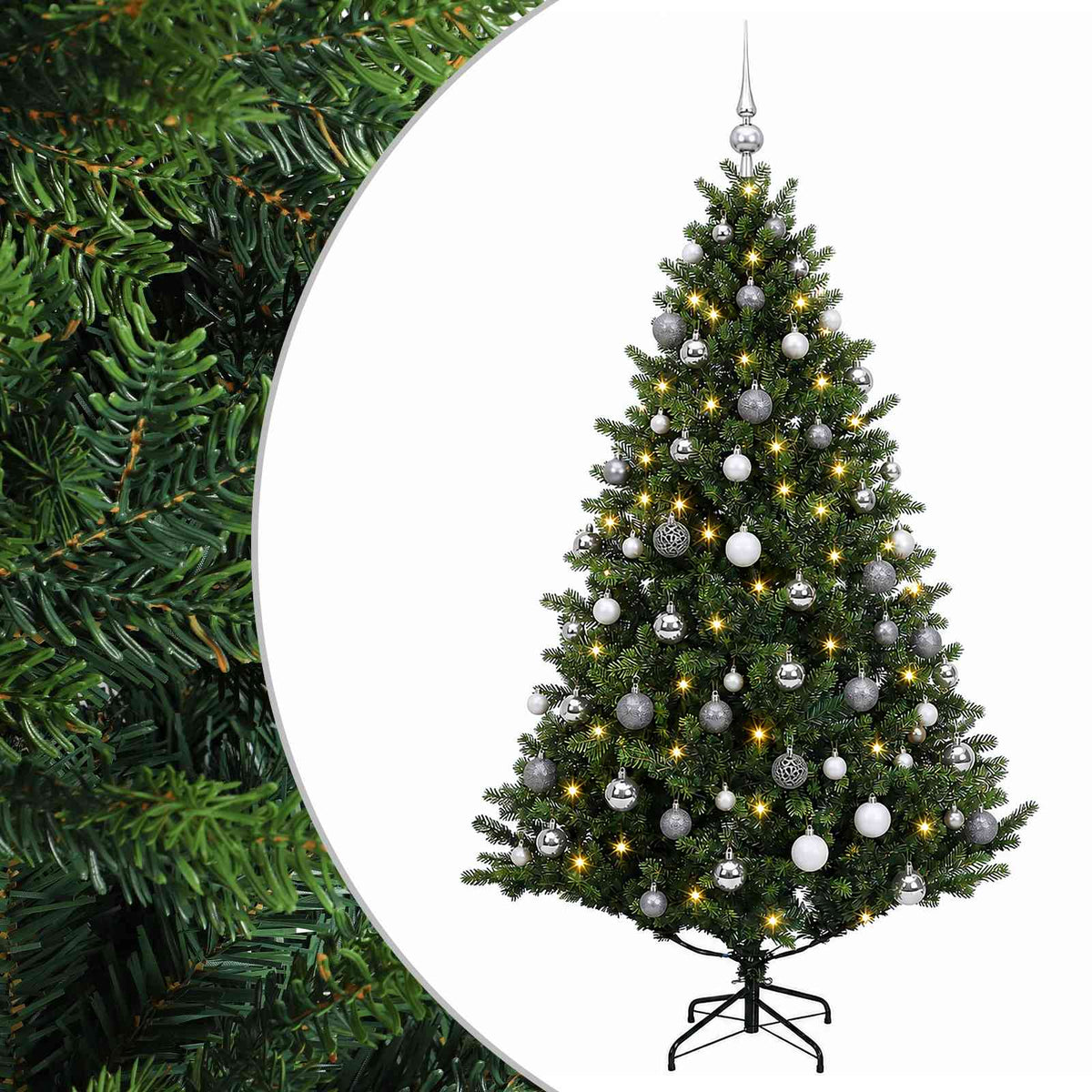 vidaXL Artificial Christmas Tree with Bauble 210 cm 300 LEDs 2