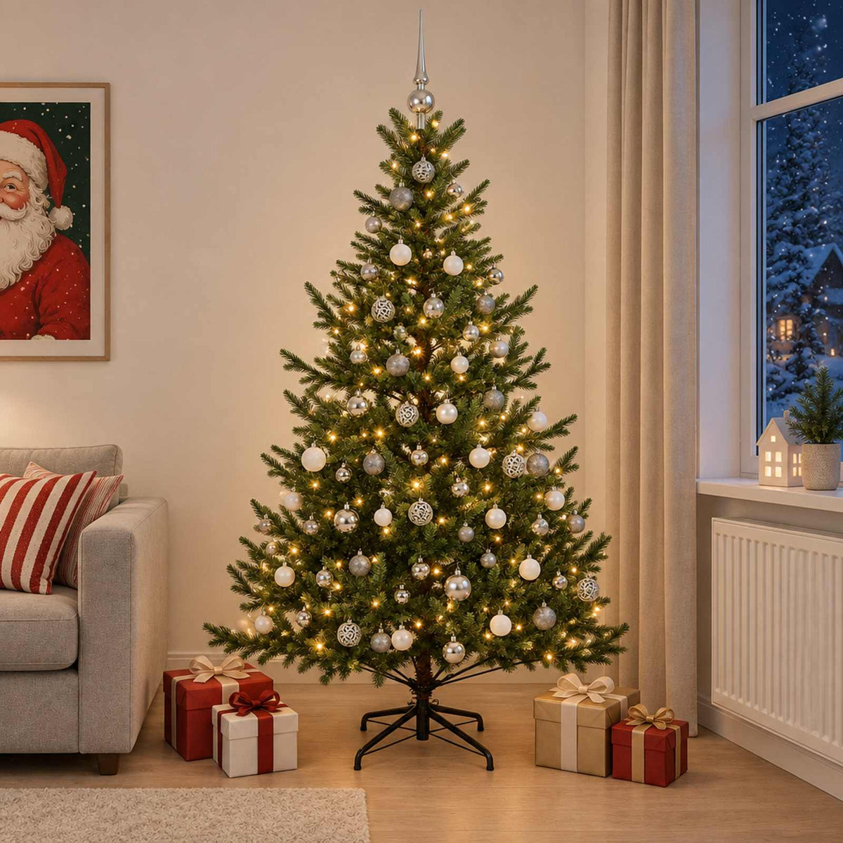 vidaXL Artificial Christmas Tree with Bauble 180 cm 300 LEDs 1