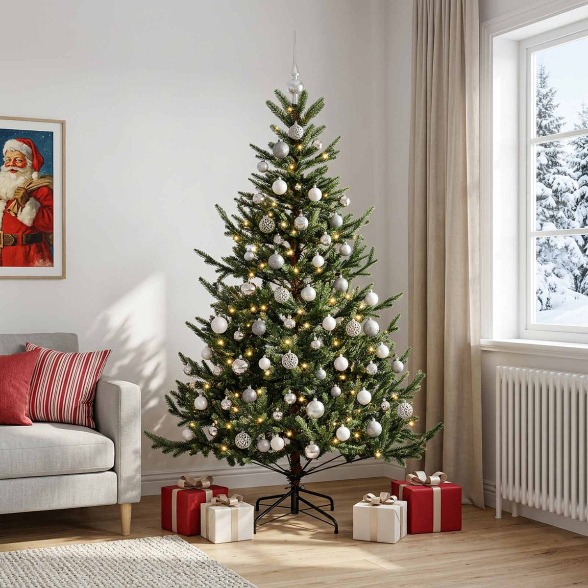 vidaXL Artificial Christmas Tree with Bauble 180 cm 300 LEDs 3