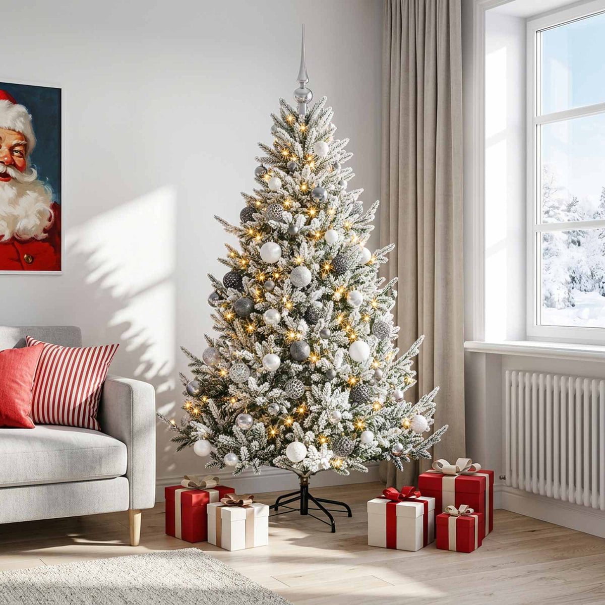 vidaXL Artificial Christmas Tree with Bauble 180 cm 300 LEDs 1