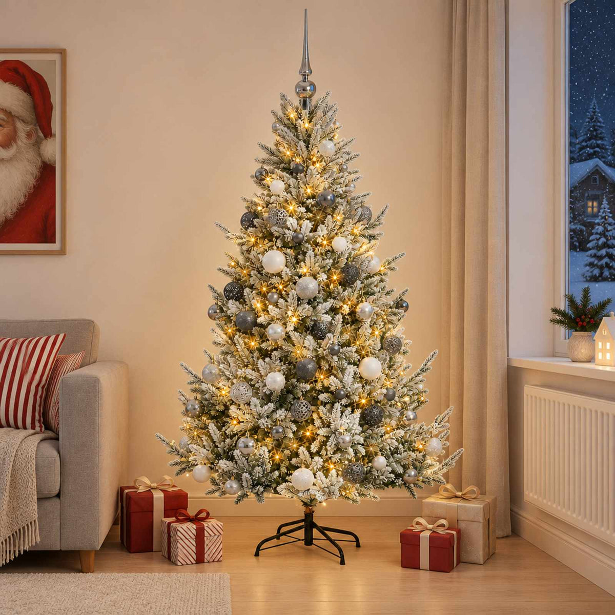 vidaXL Artificial Christmas Tree with Bauble 180 cm 300 LEDs 3