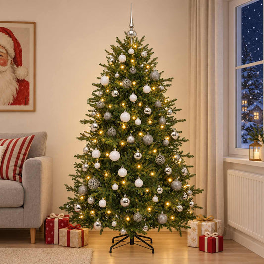 vidaXL Artificial Christmas Tree with Bauble 210 cm 300 LEDs 1