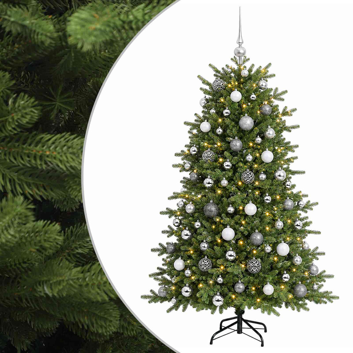 vidaXL Artificial Christmas Tree with Bauble 240 cm 300 LEDs 2