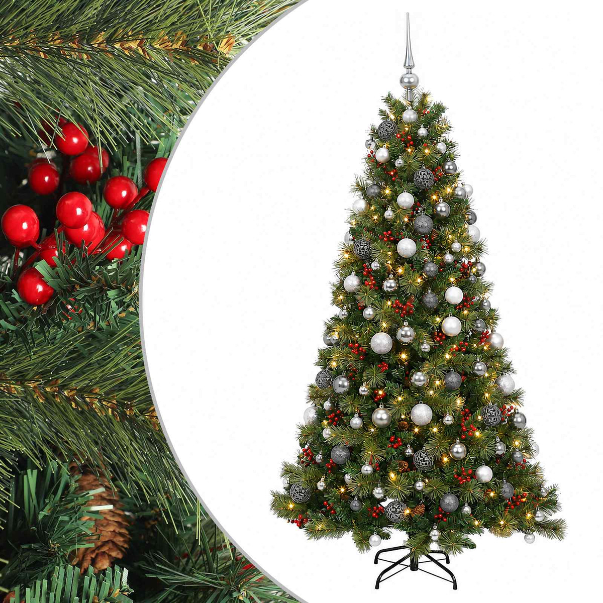 vidaXL Artificial Christmas Tree with Bauble 180 cm 300 LEDs 2