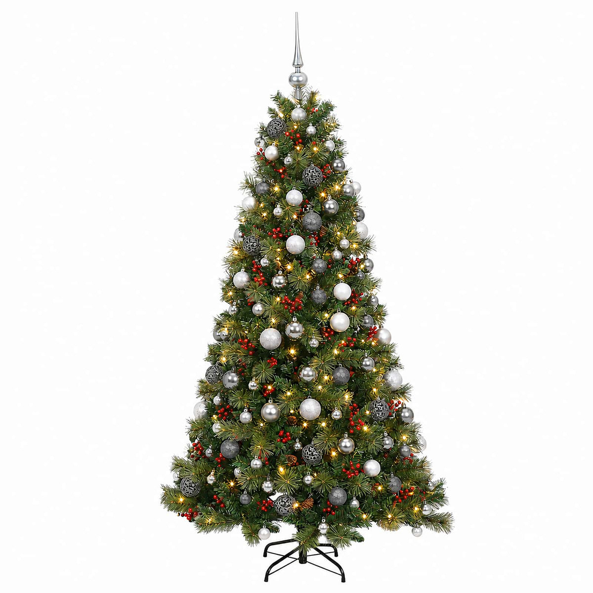 vidaXL Artificial Christmas Tree with Bauble 180 cm 300 LEDs 4