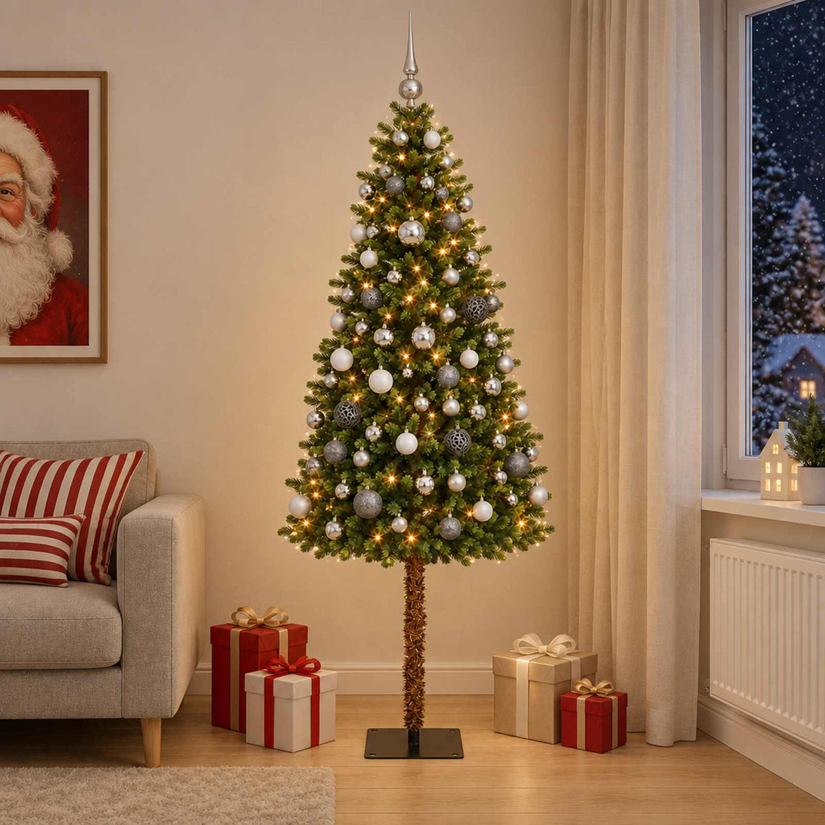 vidaXL Artificial Christmas Tree with Bauble 150 cm 150 LEDs 1