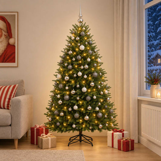 vidaXL Artificial Christmas Tree with Bauble 240 cm 300 LEDs 1