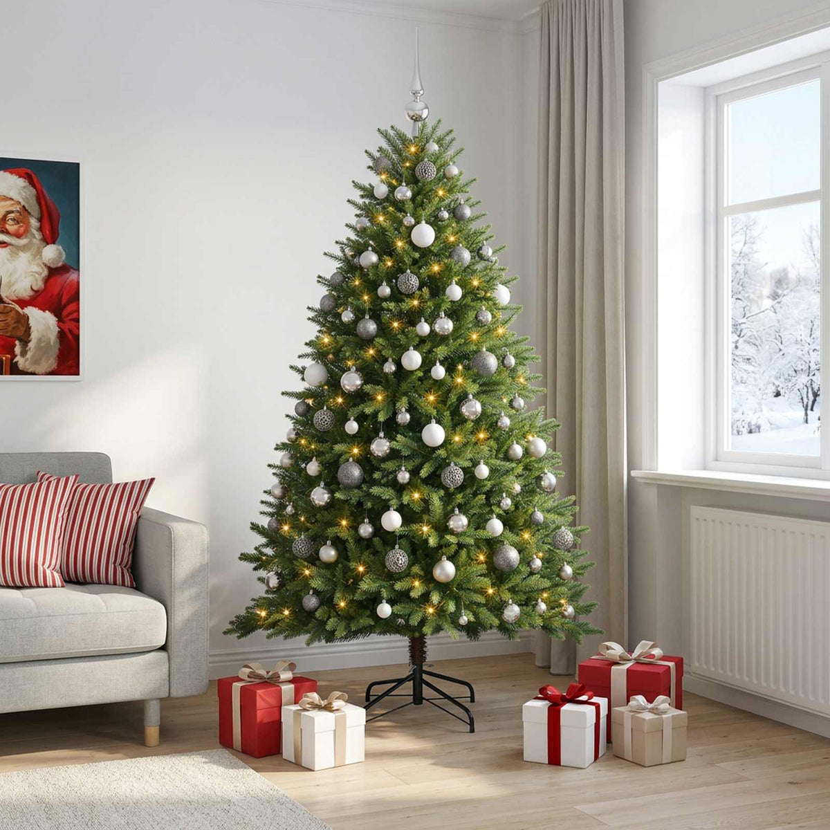 vidaXL Artificial Christmas Tree with Bauble 240 cm 300 LEDs 3